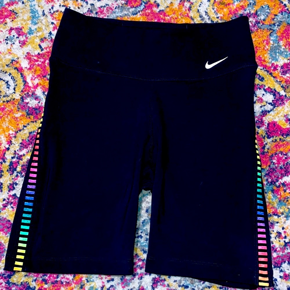 Nike dri fit biker shorts rainbow sides